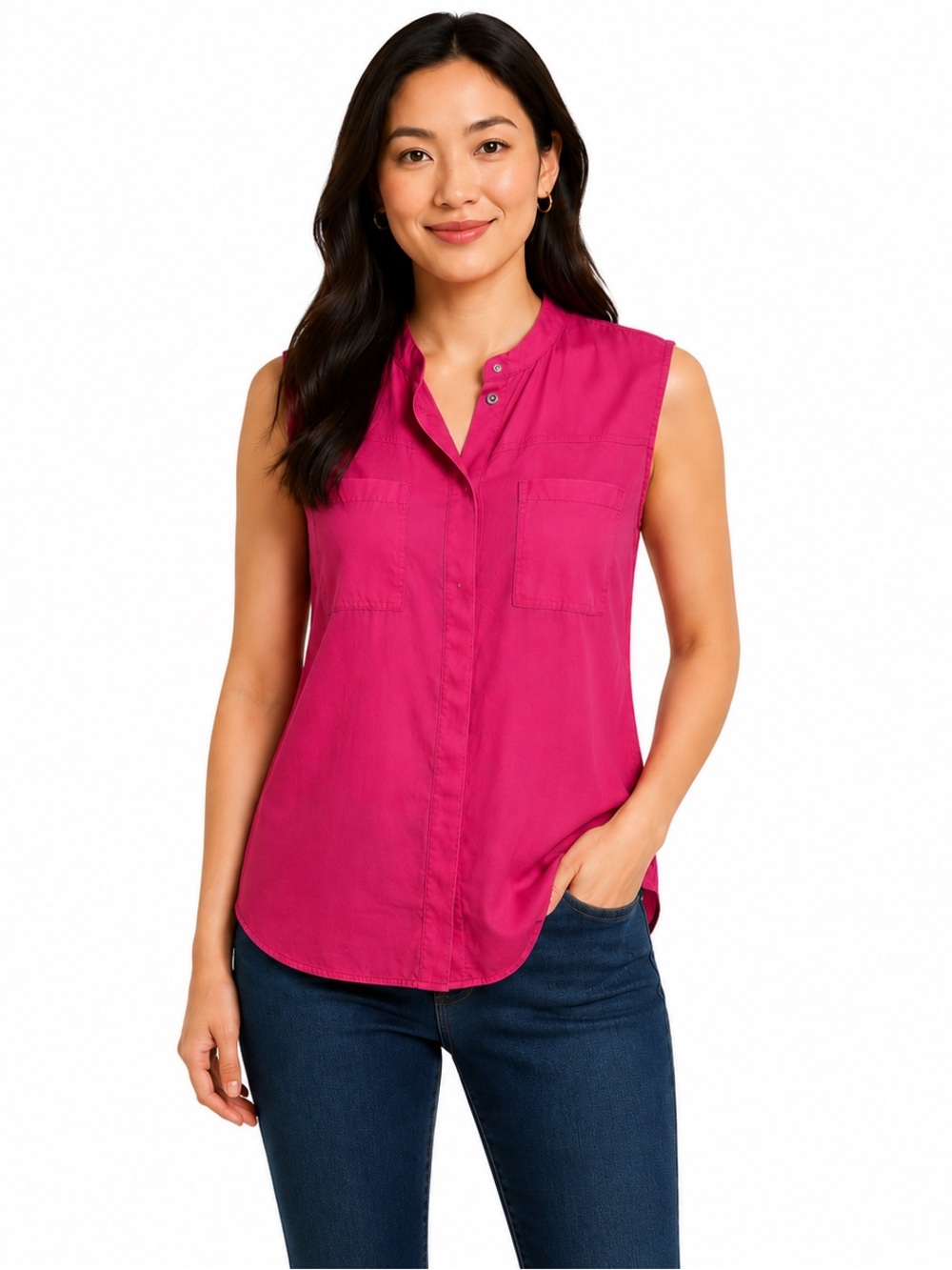 Halogen Sleeveless Fuchsia Blouse, Size M
